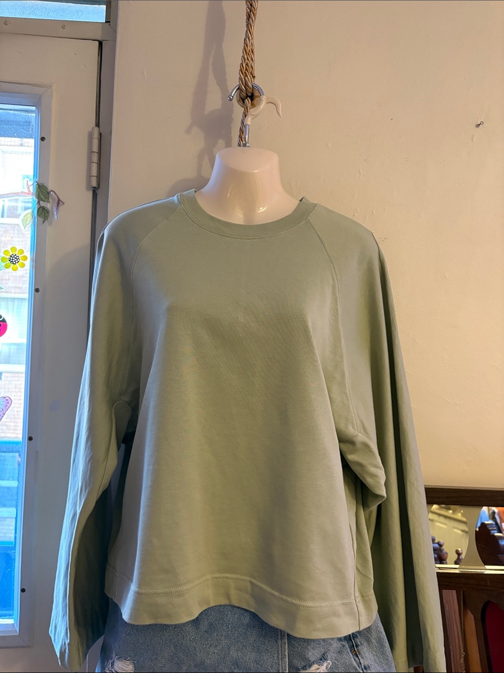 COS Relaxed Crewneck Sweatshirt in Sage